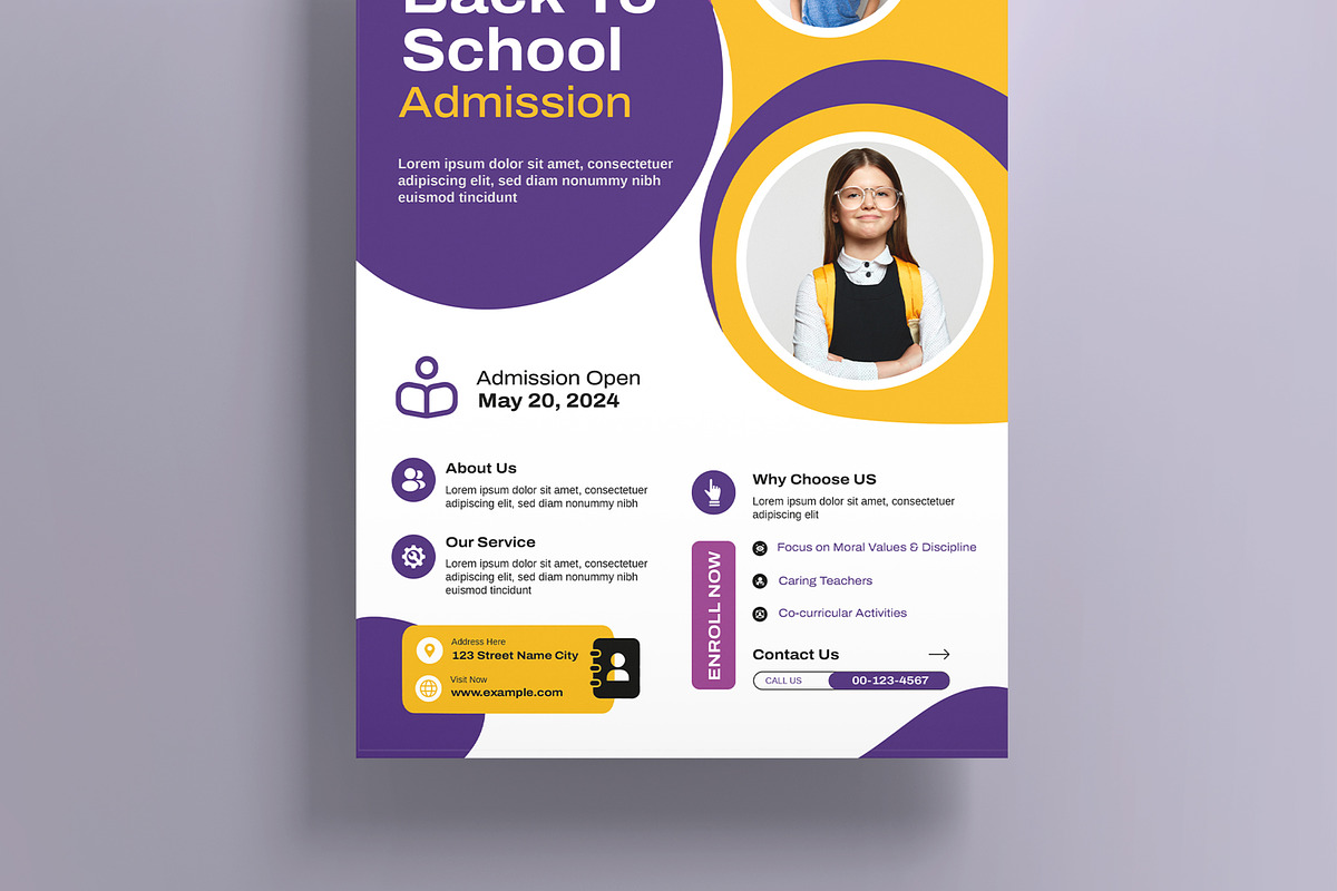 Back To School Admission Poster, a Flyer Template by MightyDesign (Photo 3 of 8)