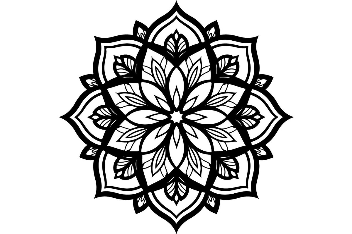 Black Floral Mandala Bundle, an Illustration by Designer_Momina (Photo 17 of 20)