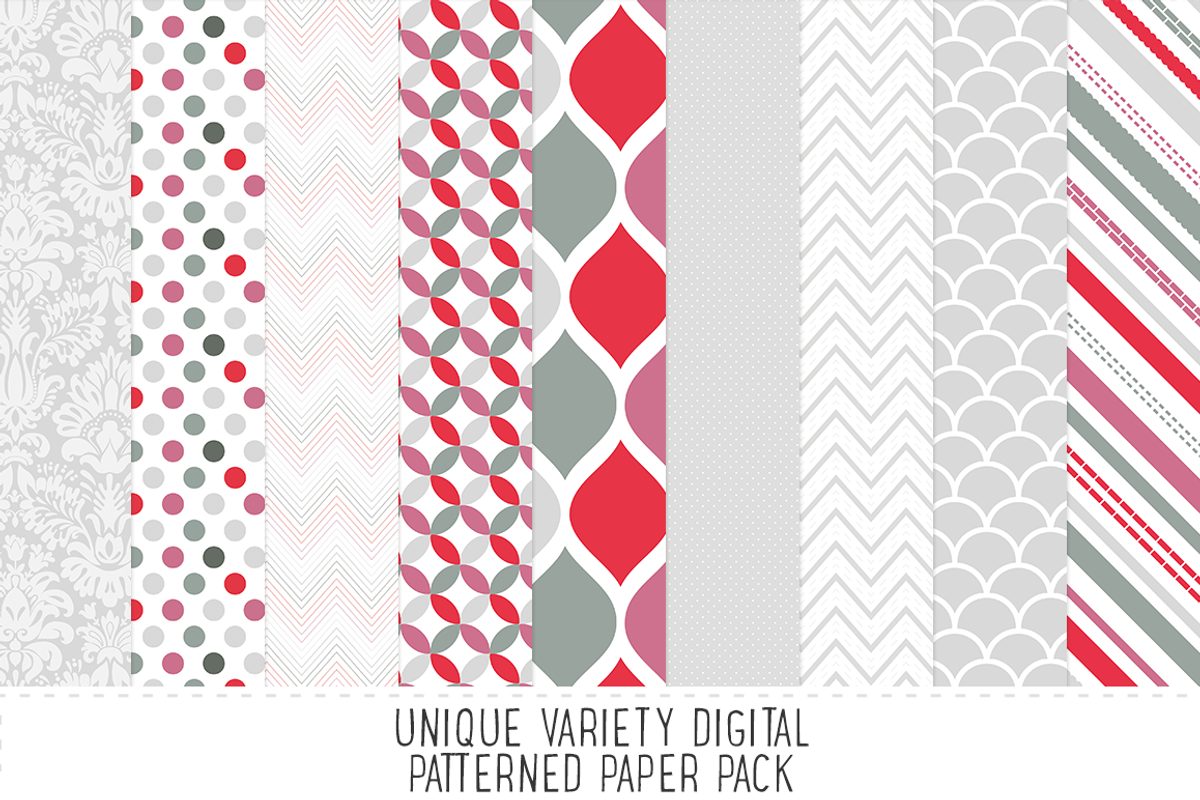 Grey & Mauve Pattern Paper Pack, a Pattern Graphic by Angie Sandy (Photo 1 of 2)