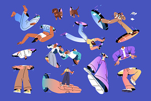 People teleport set, a Person Illustration by PaperTrident
