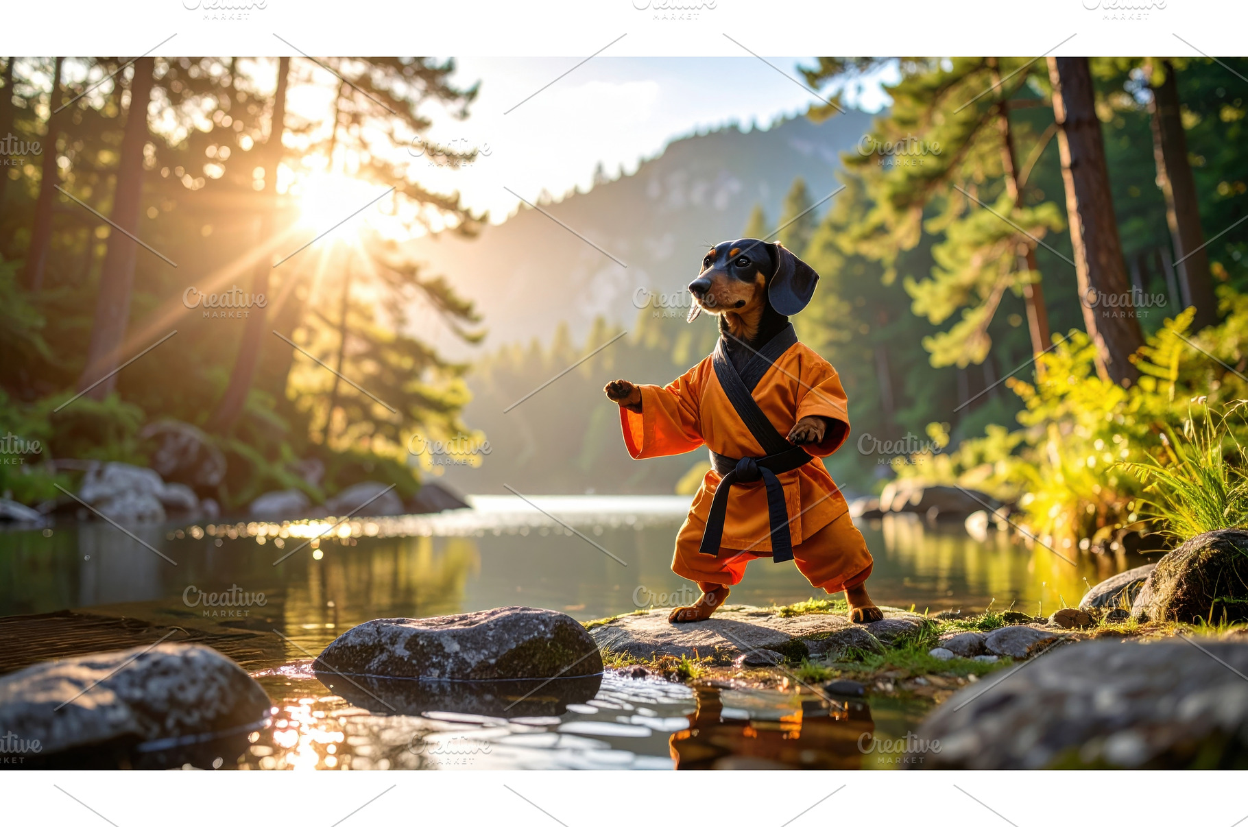 A dachshund in a martial arts outfit, an Animal Photo by Igor Tichonow