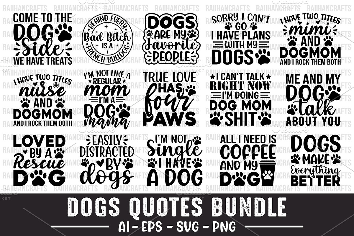 Dogs Quote Design Bundle SVG, an Illustration by RaiihanCrafts