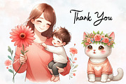Cute Coral Mother's Day Clipart, a Seasonal Illustration by RobertsArt (Thumbnail 7 of 7)