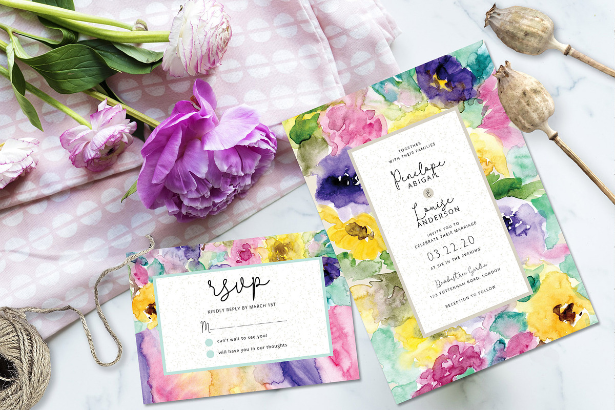 Abstract Floral Wedding Invitation, an Invitation Template by wulano (Photo 2 of 3)