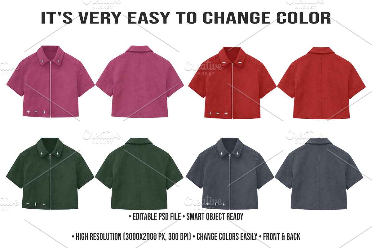Premium Cropped Jacket Mockup PSD, a Hoody Mockup by std.badboy (Photo 2 of 4)