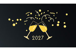 Two golden champagne glasses