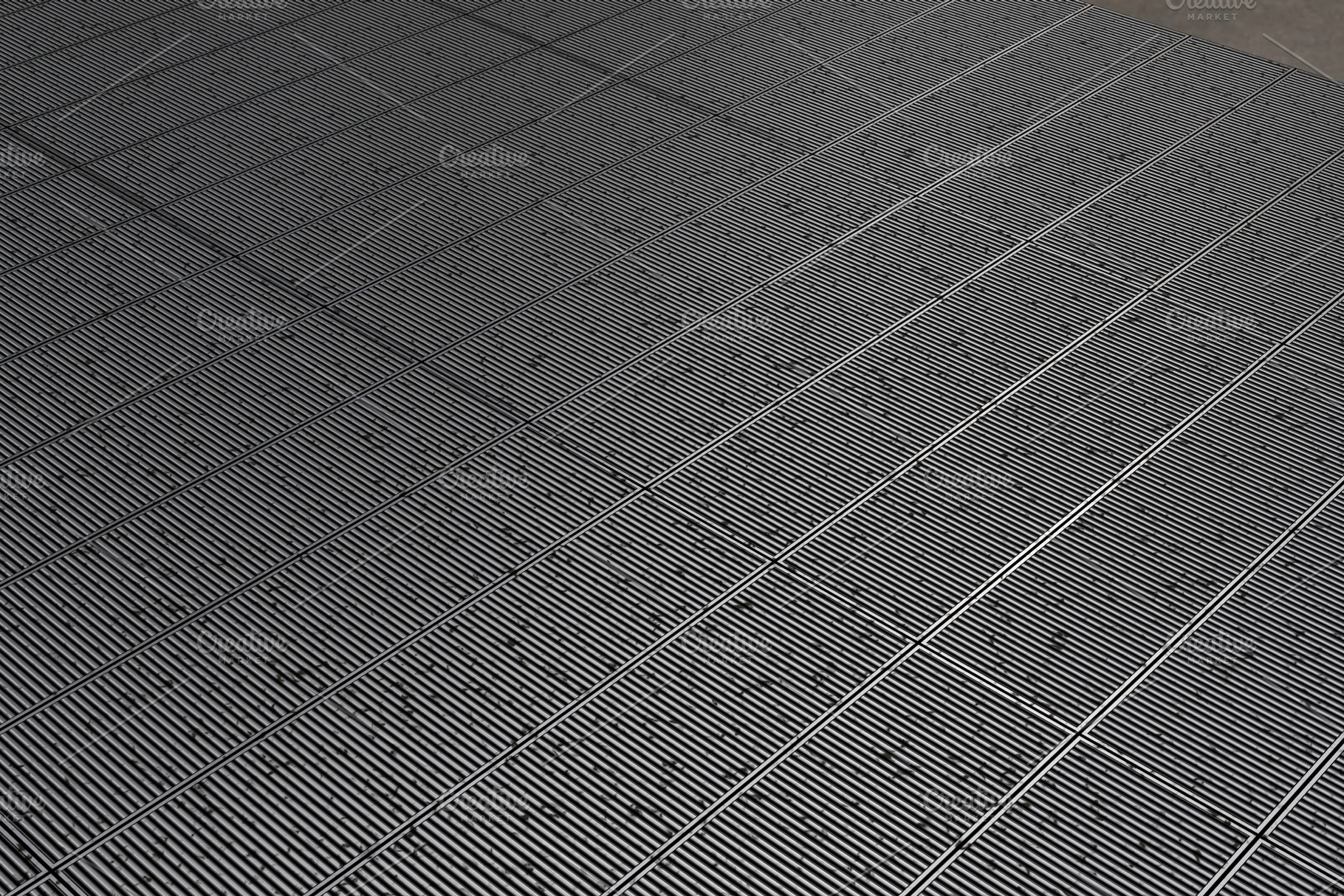 Industrial metal floor grid pattern with linear texture, an Industrial Photo by RF Images