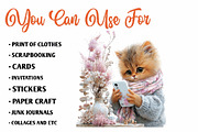 whimsical-boho-selfie-kitten-clipart, a Seasonal Illustration by CreationArt (Thumbnail 5 of 7)