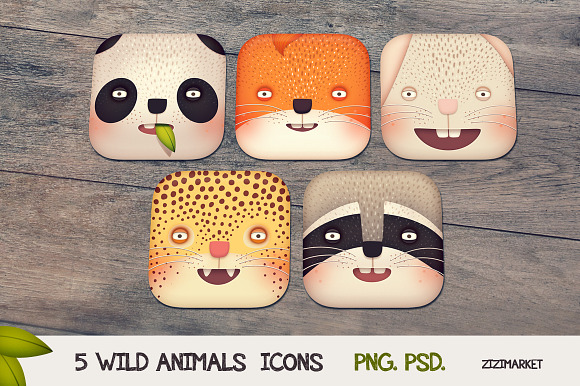 5 Wild Animals Ios App Icons