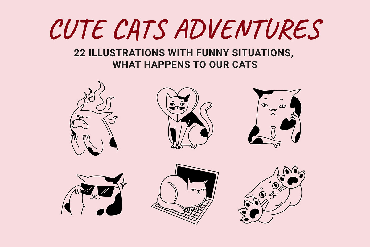 22 Funny cats vector illustration 2, an Animal Illustration by Yanakicc (Photo 2 of 10)
