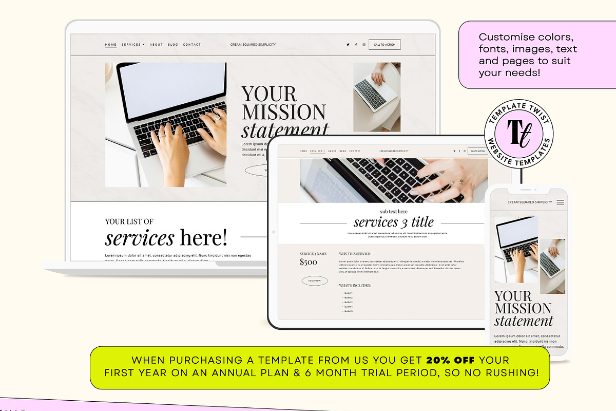 Neutral Squarespace Service Template, a Squarespace Template by Template Twist Shop (Photo 7 of 10)