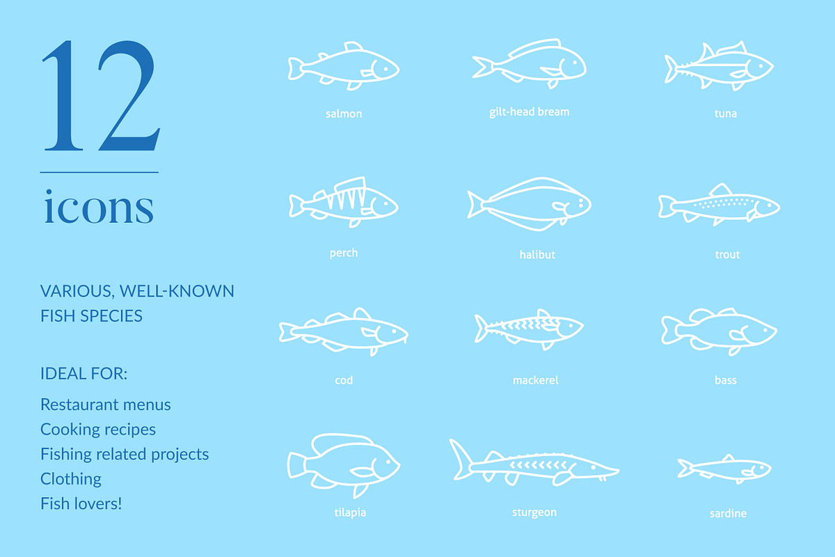 Fish Icon Set, an Icon by Anchors_and_Curves (Photo 2 of 4)