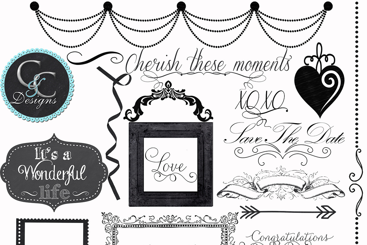 44-Dressed Up Chalkboard Elements preview 2