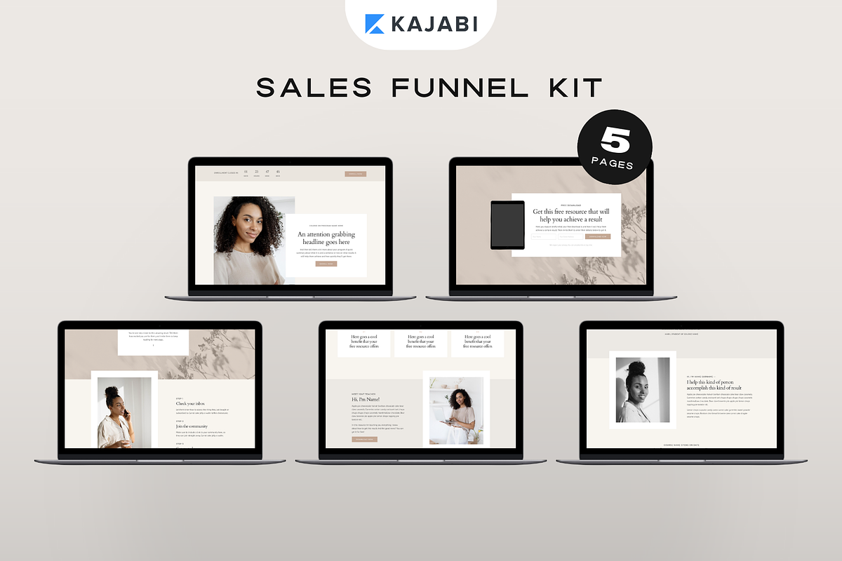 Kajabi Sales Funnel Template Bundle, a Landing Page Template by Pixel & Flow (Photo 1 of 9)
