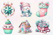 Kawaii Pink Mint Christmas Clipart, an Illustration by Dream Creation (Thumbnail 2 of 7)