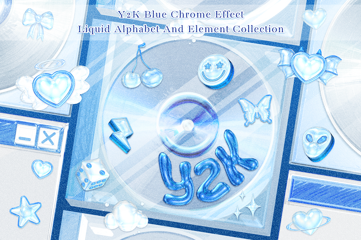 Y2K blue chrome collection, an Object Graphic by JaoGam (Photo 1 of 3)