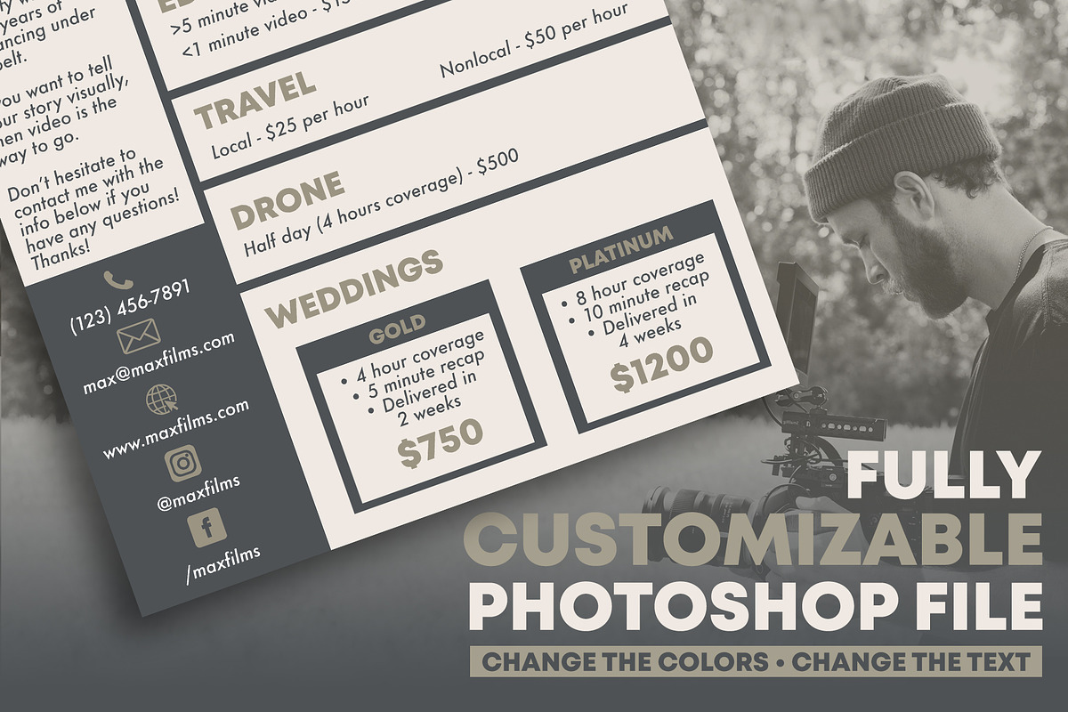 Videography Pricing Sheet Template, a Templates & Theme by Cornfield Studio (Photo 3 of 3)