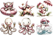 Whimsical Beach Animals & Kids Clipa, an Illustration by DreamPrint404 (Thumbnail 6 of 6)