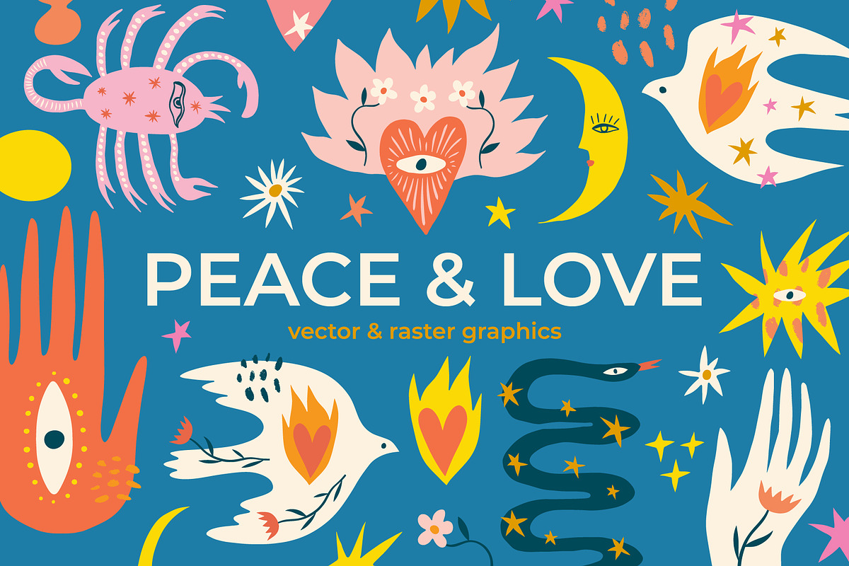 Peace and Love Bundle, an Animal Illustration by Annie Konst (Photo 1 of 22)