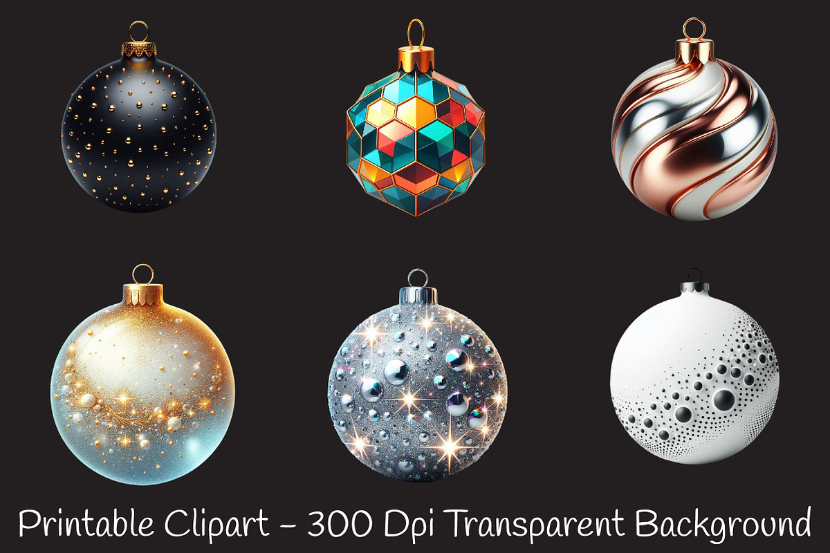 Modern Christmas Baubles Clipart, an Illustration by RobertsArt (Photo 5 of 7)