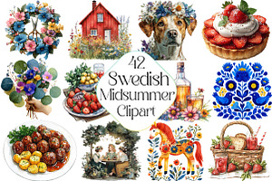Swedish Midsummer Party Clipart, an Illustration by DreamPrint404