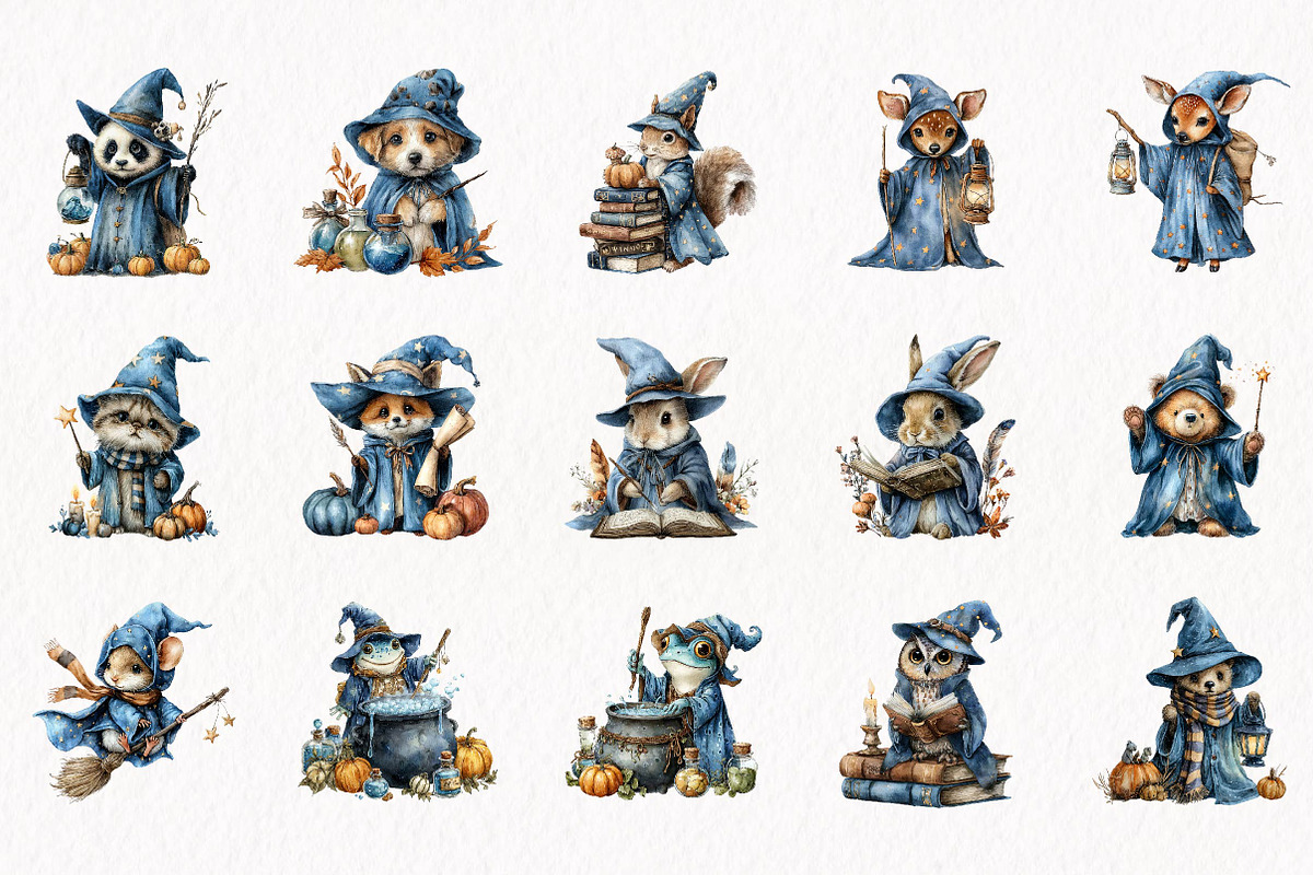 Halloween Wizard Animal Clipart, a Seasonal Illustration by fashionaddict (Photo 3 of 7)