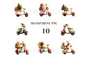 Christmas Scooter Clipart Set, a Decorative Illustration by Pati Charm Studio (Thumbnail 3 of 8)