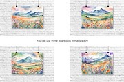 Watercolor Mountain Landscapes Set 4, a Decorative Illustration by Kat's Artful Creations (Thumbnail 2 of 10)