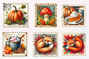 Watercolor Autumn Postage Stamp Clip, an Illustration by CreationArt (Thumbnail 4 of 5)