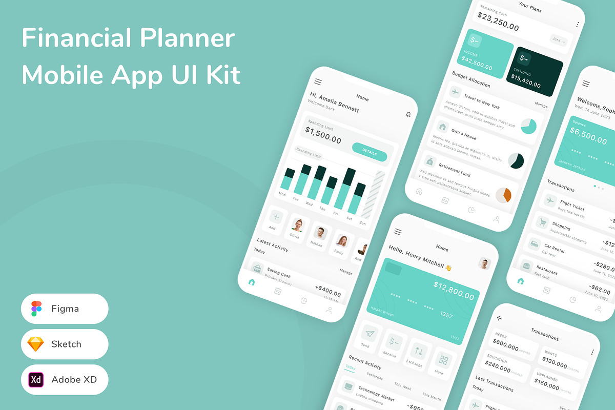 Financial Planner Mobile App UI Kit, an UI Kit Template by Betush