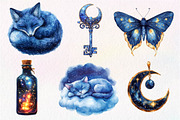 Watercolor Midnight Reverie Clipart, an Illustration by Dream Creation (Thumbnail 2 of 7)