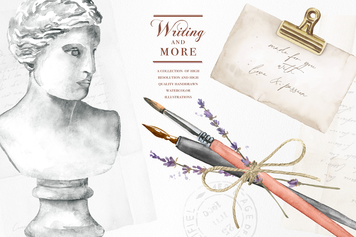 Watercolor Writing elements & more, a Work Illustration by beehouse studio (Photo 5 of 8)