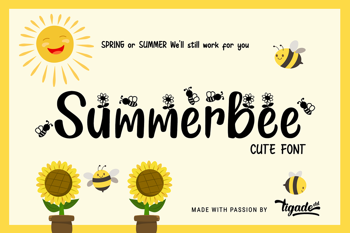 Summerbee | Summer Sunflower Bee, a Font by Tigadestd Type (Photo 1 of 9)