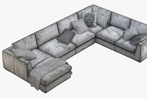 Modena Taper Arm U-Sofa Chaise Sofa