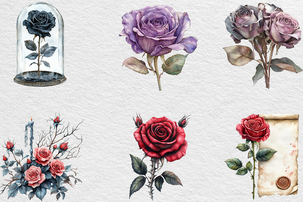 Gothic Roses Clipart Bundle, an Illustration by Black Bird Studio (Photo 5 of 6)
