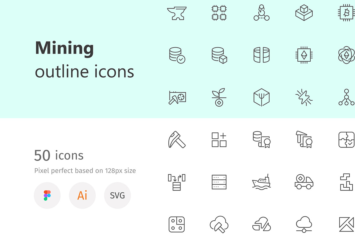 Mining outline icons, an Outline Icon by LAFS (Photo 1 of 3)