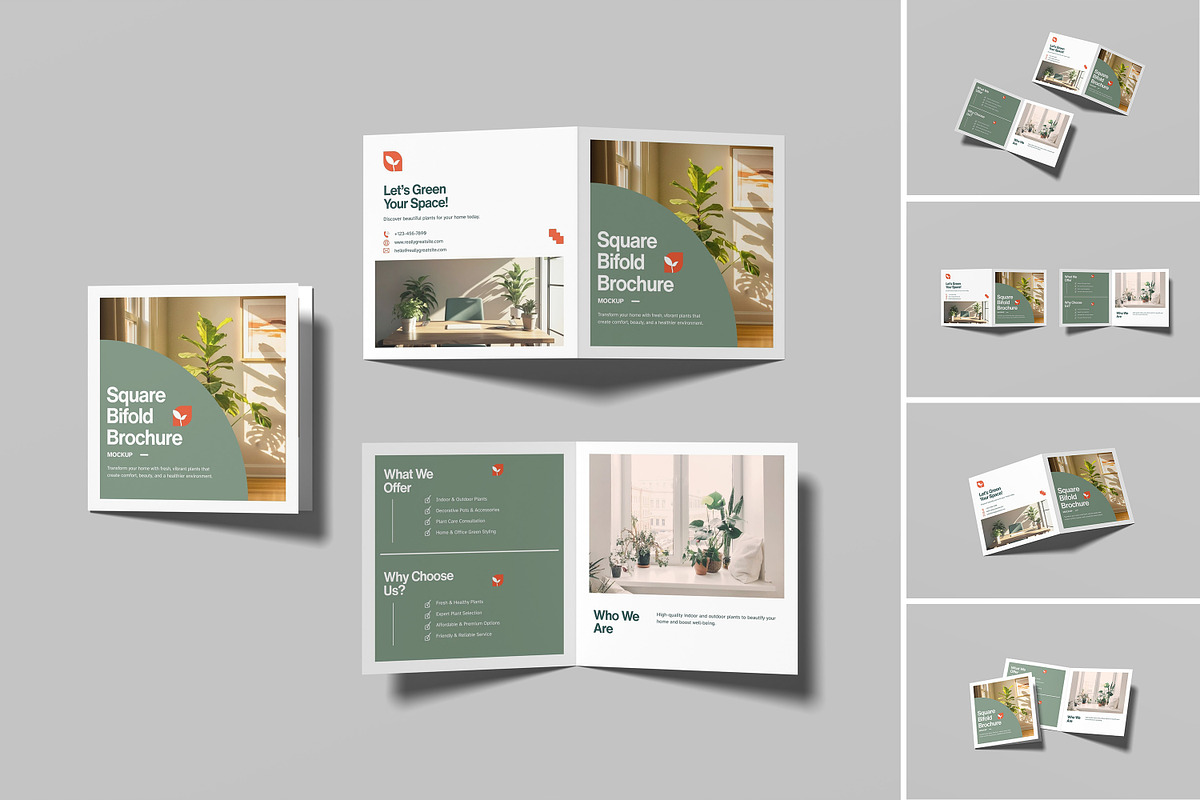 Square Bifold Brochure Mockup, an Advertising Mockup by graphicsecond (Photo 1 of 7)