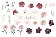 Grace - Blush & Plum Florals, an Illustration by MariePierLaf (Thumbnail 2 of 7)