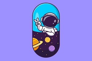 Cute Astronaut In Space Capsule