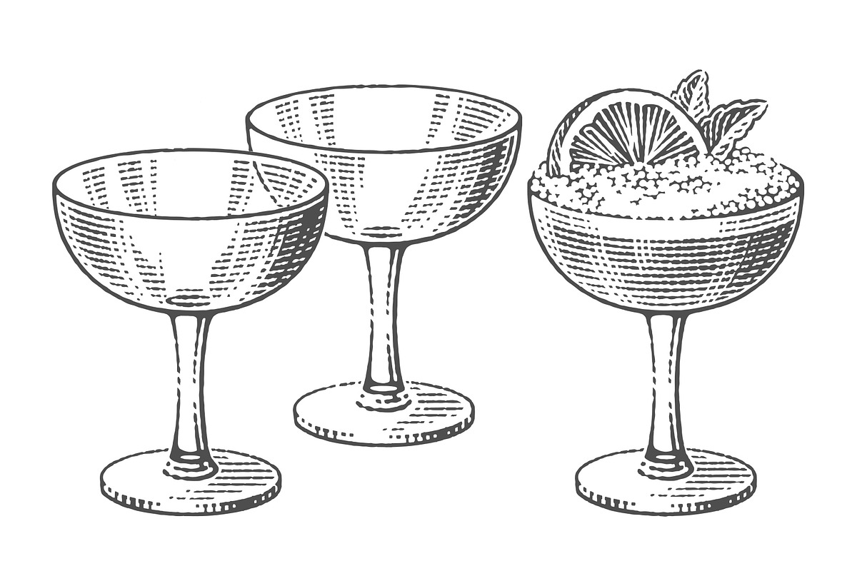 Сocktail or dessert glasses., a Food Illustration by Irina Trusova (Photo 1 of 5)