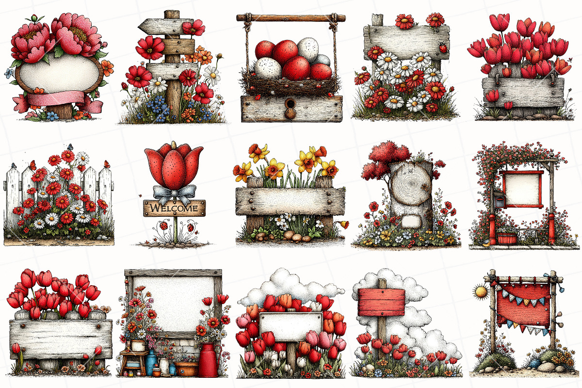 Whimsical Spring Sing Board Clipart, an Illustration by OK Design (Photo 3 of 6)