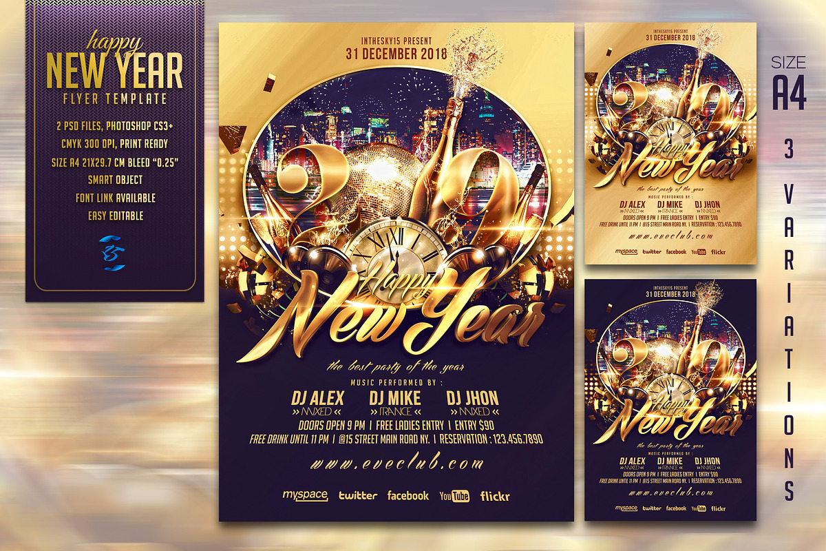 Happy New Year Flyer Template, a Flyer Template by InTheSky15 (Photo 1 of 4)