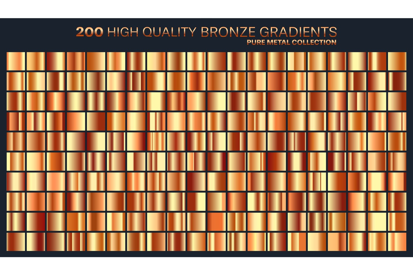Bronze gradient,pattern,template.Set of colors for design,collection of ...