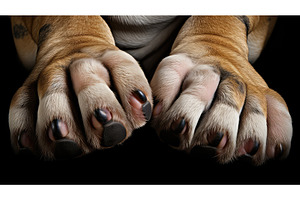 pet bulldog paws ai generated, an Animal Photo by pikepicture