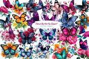 Watercolor Floral Butterfly Clipart, an Illustration by DreamArtGraphic (Thumbnail 1 of 4)