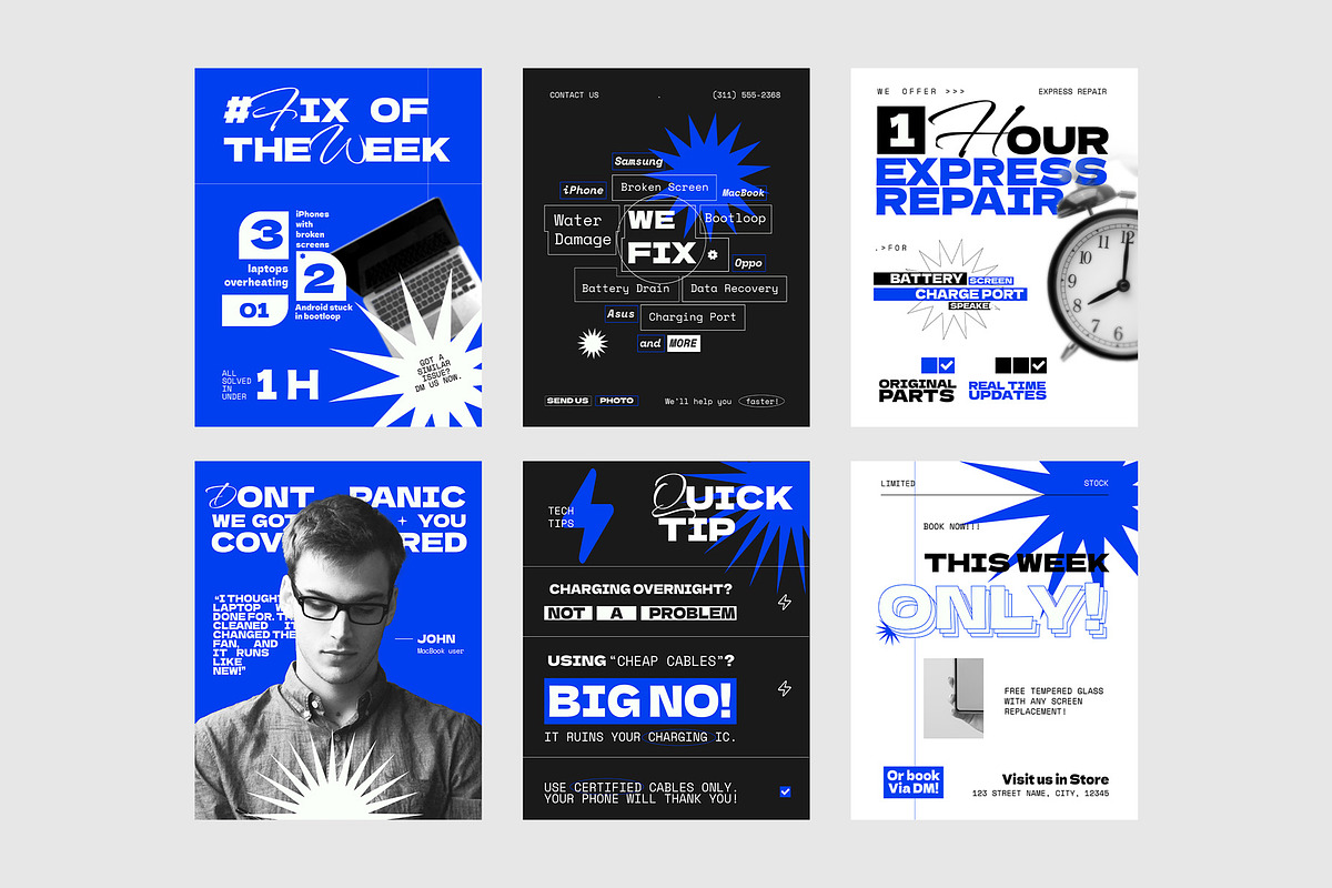 Tech Gadget Repair Instagram Pack preview 2
