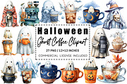 Watercolor Halloween Ghost Coffee, a Graphic by CitraGraphics (Thumbnail 1 of 4)