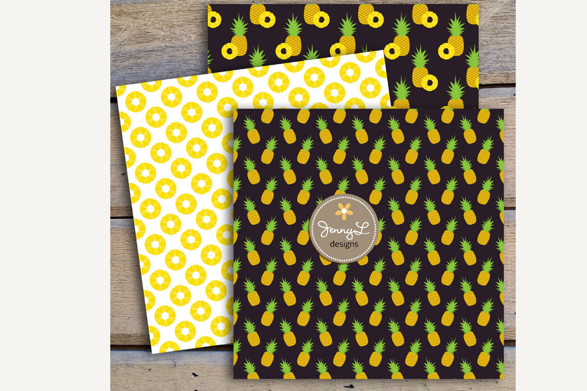 Pineapple Digital Papers, a Pattern Graphic by JennyL Designs