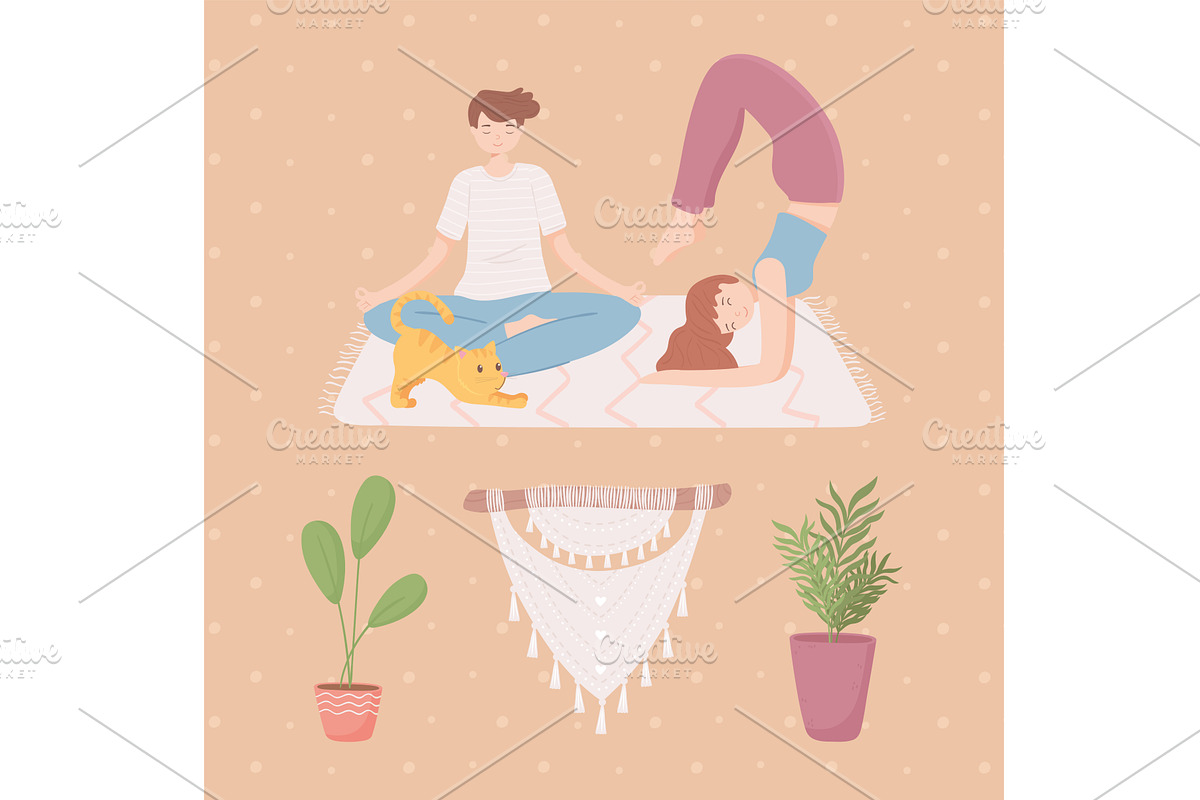 yoga people set, a Sport Illustration by studiogstock