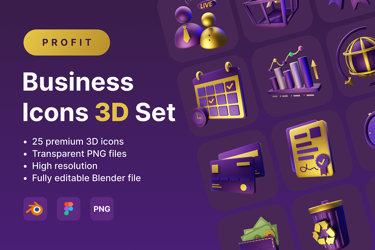 Profit- Business Icons 3D Set, a 3D by Laimmilka (Photo 1 of 5)